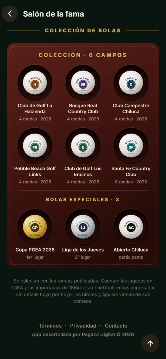 Colección de bolas por campo